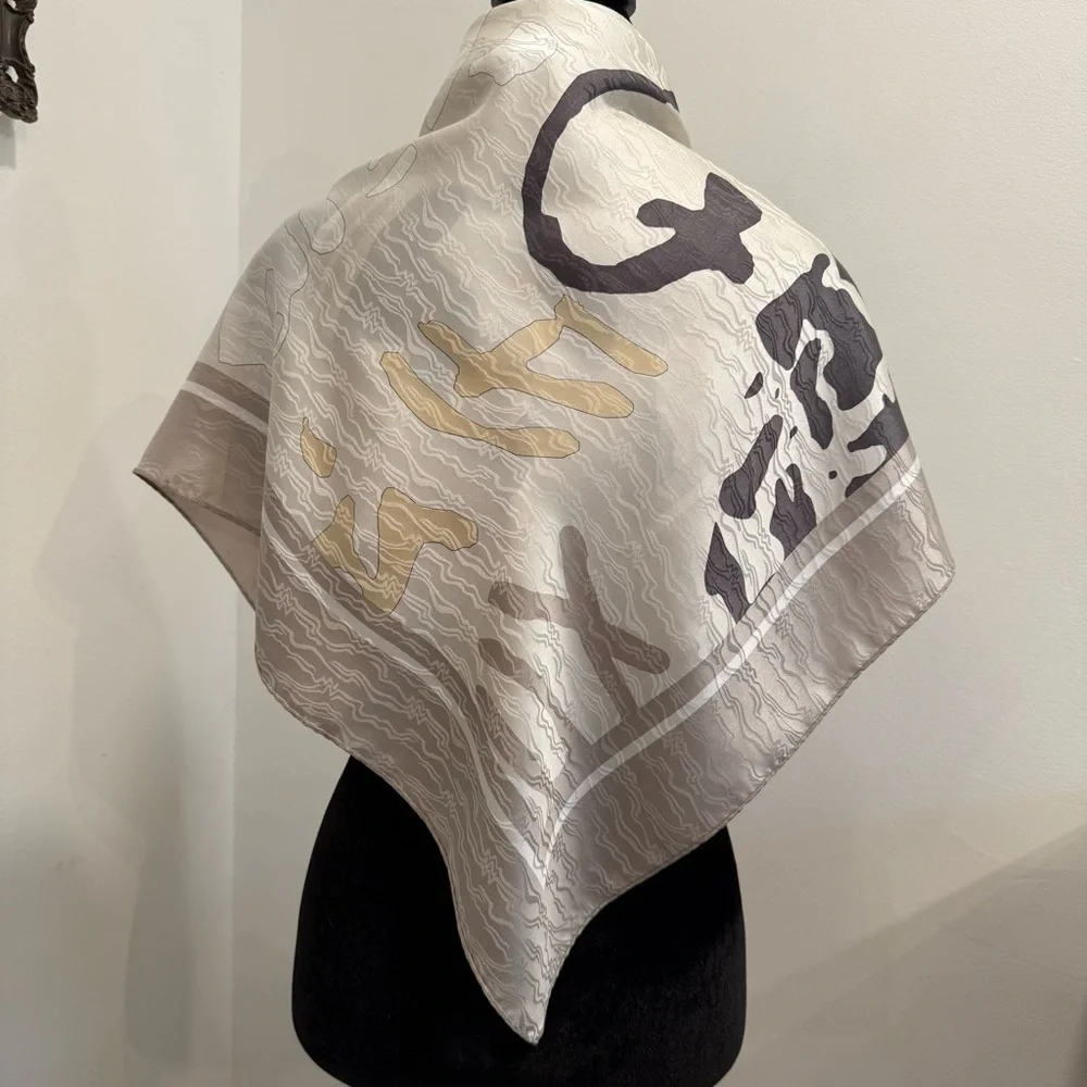 Mercedes Abstract Patterned Silk Scarf 34”